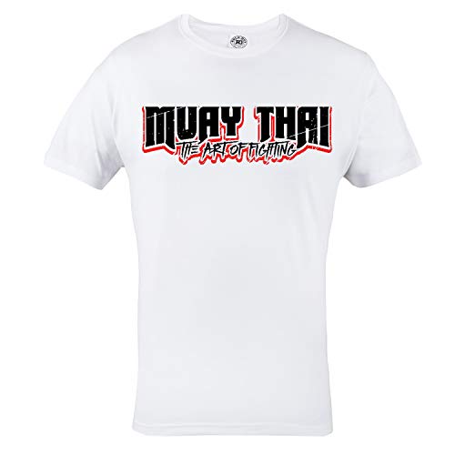 Regla Fuera Camiseta Ropa de lucha. Muay Thai The Art of fighting. Gimnasio Entrenamiento MMA Informal Desgaste - Blanco, XX-Large