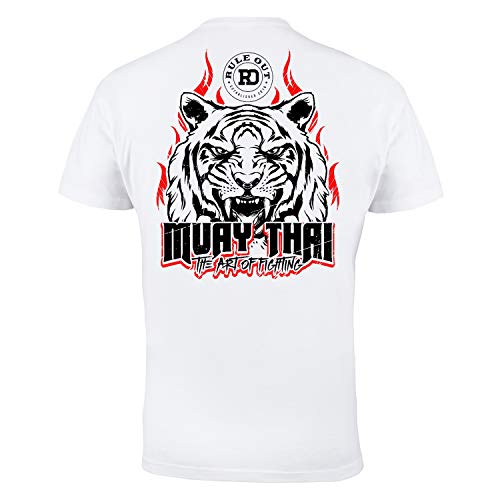 Regla Fuera Camiseta Ropa de lucha. Muay Thai The Art of fighting. Gimnasio Entrenamiento MMA Informal Desgaste - Blanco, XX-Large