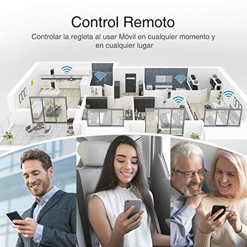 Regleta Inteligente Enchufe Wifi, Monitor de Energía, Gosund Smart Power Strip con 3 Zócalos Control Individual y 3 USB, Control por Voz y Controlado por App, Temporizador, Cable 1.5 Mts