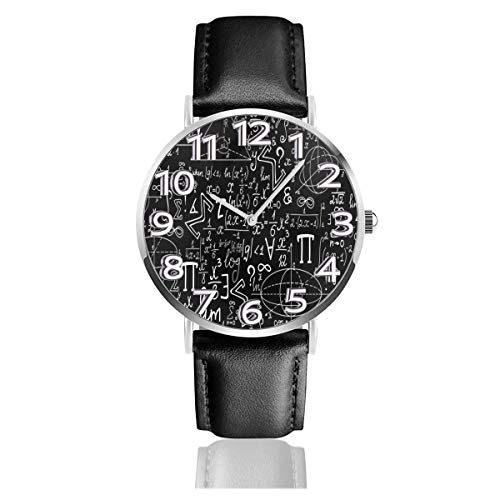 Regreso a la Escuela Relojes educativos Negros Matemáticas Reloj de Pulsera de Cuero Duradero Reloj de Cuarzo Life Silence Acero Inoxidable como Regalo de cumpleaños