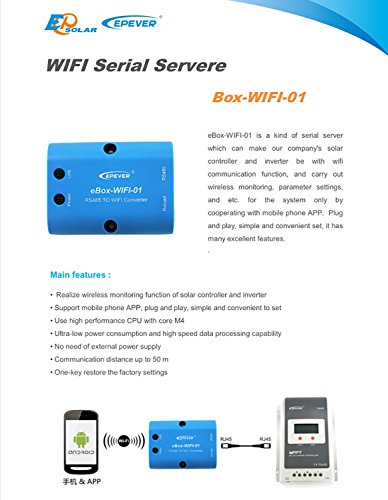 Regulador de carga solar de Qaurora, MPPT Tracer serie A (10A/20A/30A/40A) con sistema de identificación automática del voltaje 12 V o 24 V CC, eBox-WIFI-01 Regulador de carga solar de Qaurora, MPPT Tracer serie A (10A/20A/30A/40A) con sistema de identificación automática del voltaje 12 V o 24 V CC, eBox-WIFI-01