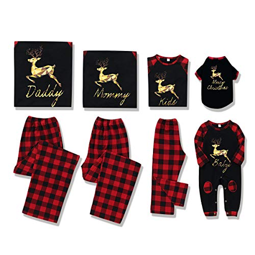 Rehomy Christmas Family - Conjunto de Pijamas a Juego clásico a Cuadros, Pantalones o Mameluco de bebé, Ropa de Dormir de Navidad, para bebés, niños, Adultos, Mascotas (Mascotas, M)