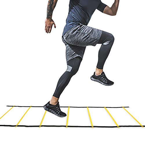 Rehomy Herramienta de Ejercicio de Juego de Pies de Escalera de Agilidad de Entrenamiento de Velocidad para Deporte de FĂștbol Soccer (7 Peldaños) Rehomy Herramienta de Ejercicio de Juego de Pies de Escalera de Agilidad de Entrenamiento de Velocidad para Deporte de FĂștbol Soccer (7 Peldaños)