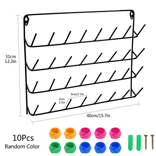 Rejilla para hilo de coser Soporte para hilo de 32 carretes Rejilla de metal de pared con abrazaderas de carrete para organizar hilo de coser, herramienta de bordado, adecuado para hilo grande