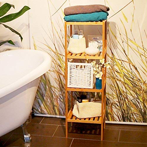 Relaxdays 10013497 Estantería bambú para baño, 4 Niveles, Natural, 33x33x110 cm Relaxdays 10013497 Estantería bambú para baño, 4 Niveles, Natural, 33x33x110 cm
