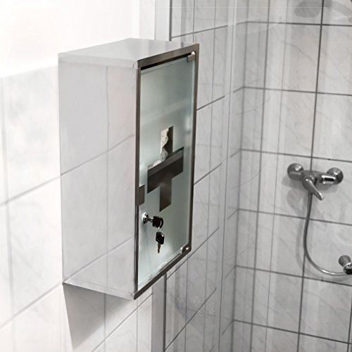 Relaxdays 10019093 Botiquín de Emergencia XL, Acero Inoxidable, 3 Compartimentos, Puerta de Vidrio con 2 Llaves, Natural, 18x30x50.5 cm Relaxdays 10019093 Botiquín de Emergencia XL, Acero Inoxidable, 3 Compartimentos, Puerta de Vidrio con 2 Llaves, Natural, 18x30x50.5 cm