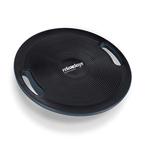 Relaxdays Balance Board, Superficie Antideslizante, Asas Laterales, Tabla de Equilibrio de 40 cm de diámetro, Color Negro, Unisex Adulto, 1 Unidad Relaxdays Balance Board, Superficie Antideslizante, Asas Laterales, Tabla de Equilibrio de 40 cm de diámetro, Color Negro, Unisex Adulto, 1 Unidad