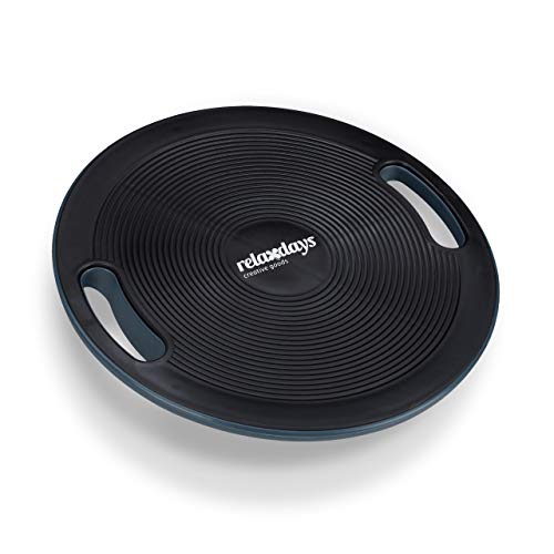 Relaxdays Balance Board, Superficie Antideslizante, Asas Laterales, Tabla de Equilibrio de 40 cm de diámetro, Color Negro, Unisex Adulto, 1 Unidad