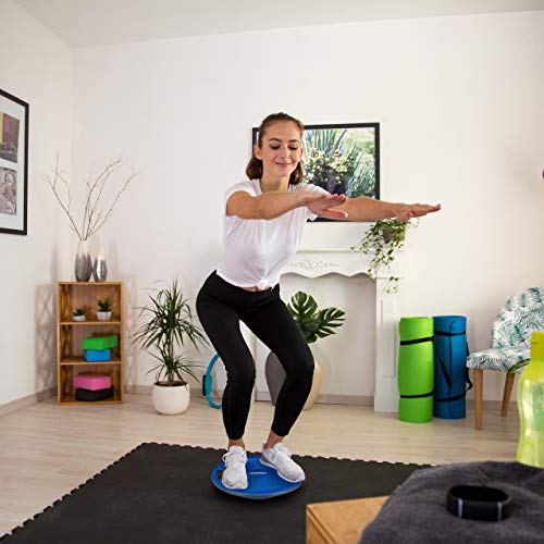 Relaxdays Balance Board, Superficie Antideslizante, Asas Laterales, Tabla de Equilibrio de 40 cm de diámetro, Color Negro, Unisex Adulto, 1 Unidad Relaxdays Balance Board, Superficie Antideslizante, Asas Laterales, Tabla de Equilibrio de 40 cm de diámetro, Color Negro, Unisex Adulto, 1 Unidad