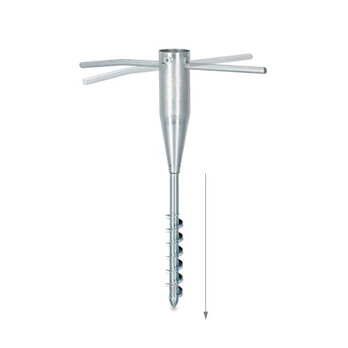 Relaxdays Base Sombrilla para Clavar al Suelo con Adaptadores 22-55 mm, Acero Galvanizado, Plateado, 56,5 x 7 x 7 cm Relaxdays Base Sombrilla para Clavar al Suelo con Adaptadores 22-55 mm, Acero Galvanizado, Plateado, 56,5 x 7 x 7 cm