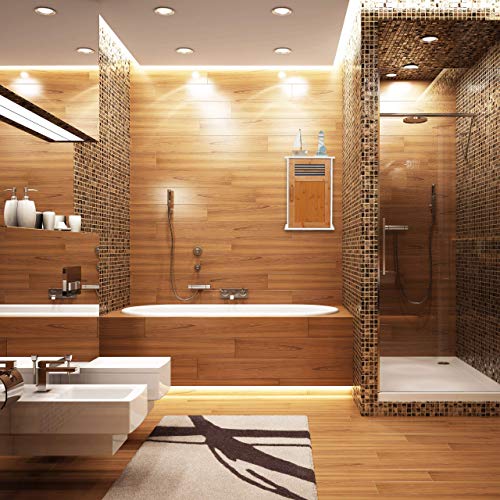 Relaxdays, Blanco y marrón, 51,5 x 35 x 20 cm Armario de baño, MDF, bambú, una Puerta, Dos estantes Relaxdays, Blanco y marrón, 51,5 x 35 x 20 cm Armario de baño, MDF, bambú, una Puerta, Dos estantes