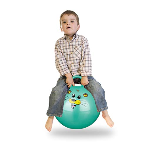 Relaxdays Bola Saltarina para Niños, Pelota Saltar Animales, Balón Infantil, 45 cm Diámetro, PVC, Verde, color, 45 x 45 x 55 cm (10022554_53) , color/modelo surtido