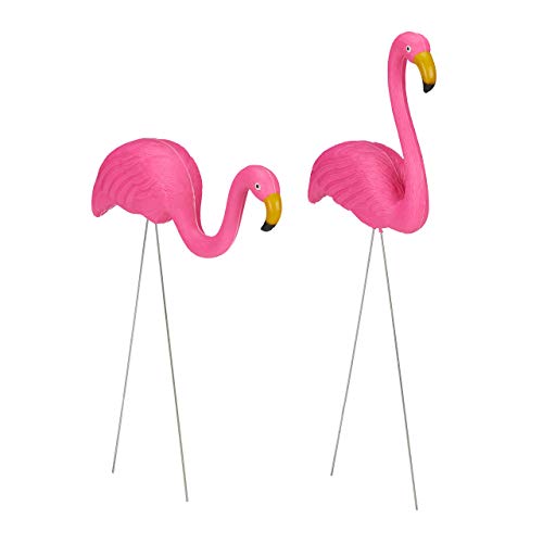 Relaxdays Flamencos para jardín, Decoración de Exterior, Tropical, Plástico & Metal, 2 Tamaños, 1 Set, Rosa Relaxdays Flamencos para jardín, Decoración de Exterior, Tropical, Plástico & Metal, 2 Tamaños, 1 Set, Rosa