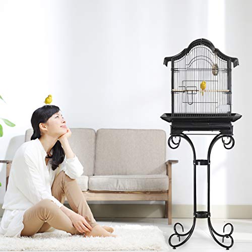 Relaxdays Jaula para pájaros con Soporte, Canarios, pinzones, Perchas, comedero, Jaula exótica, 146,5 x 55 x 50 cm, Color Negro Relaxdays Jaula para pájaros con Soporte, Canarios, pinzones, Perchas, comedero, Jaula exótica, 146,5 x 55 x 50 cm, Color Negro