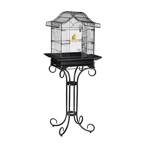 Relaxdays Jaula para pájaros con Soporte, Canarios, pinzones, Perchas, comedero, Jaula exótica, 146,5 x 55 x 50 cm, Color Negro Relaxdays Jaula para pájaros con Soporte, Canarios, pinzones, Perchas, comedero, Jaula exótica, 146,5 x 55 x 50 cm, Color Negro