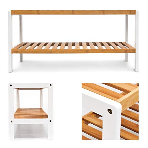 Relaxdays Mueble para Zapatos, bambú, Blanco y marrón Relaxdays Mueble para Zapatos, bambú, Blanco y marrón
