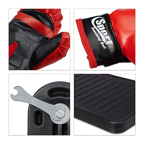 Relaxdays Punchingball Saco Boxeo Niños con Guantes, Set Punching Ball, Boxing Bag, Infantil, Negro/Rojo, Estándar Relaxdays Punchingball Saco Boxeo Niños con Guantes, Set Punching Ball, Boxing Bag, Infantil, Negro/Rojo, Estándar
