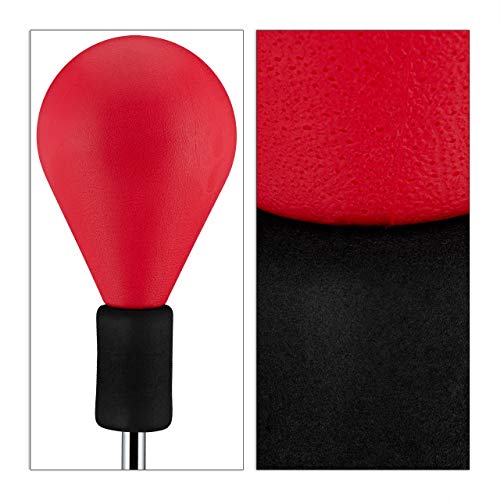 Relaxdays Saco Boxeo Suelo, Punching Ball, Altura Regulable 135-153 cm, 1 Ud, PU-Metal-Plástico, Negro y Rojo, Adultos Unisex, Negro & Rojo