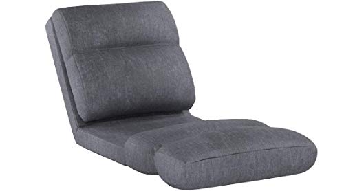 Relaxdays Silla Suelo, Lectura, Meditación, Cama, Colchón Plegable, Sillón Puff, Poliéster-DM, 1 Ud, 194 cm, Gris