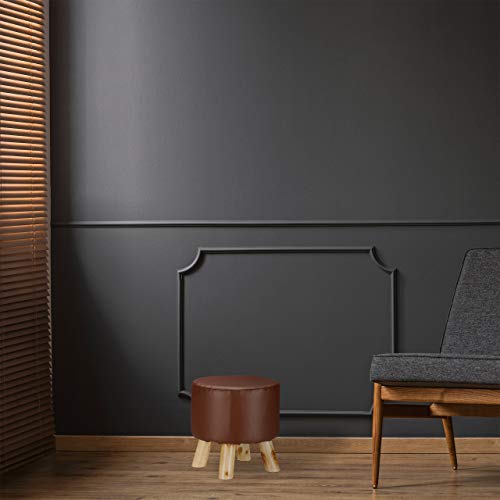 Relaxdays Taburete Bajo de Cuero Sintético con 4 Patas, DM, Madera de Pino y Poliéster, marrón, 30 x 31 cm Relaxdays Taburete Bajo de Cuero Sintético con 4 Patas, DM, Madera de Pino y Poliéster, marrón, 30 x 31 cm