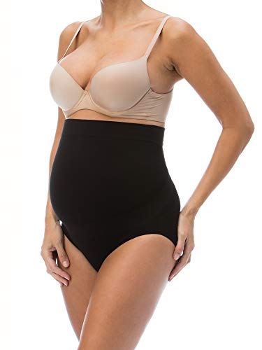 RelaxMaternity 5100 (Negro, XL) Bragas de algodón premamá con Soporte Abdominal, Faja de Maternidad