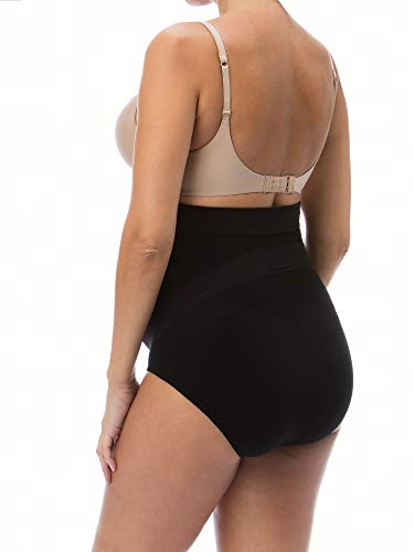 RelaxMaternity 5100 (Negro, XL) Bragas de algodón premamá con Soporte Abdominal, Faja de Maternidad