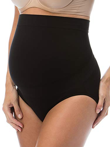 RelaxMaternity 5100 (Negro, XL) Bragas de algodón premamá con Soporte Abdominal, Faja de Maternidad