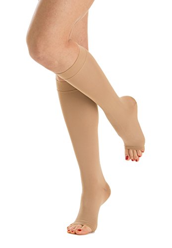 Relaxsan M1150A (Beige, Tg.5) Calcetines a la rodilla en microfibra compresión clase 1 - K1 punta abierta