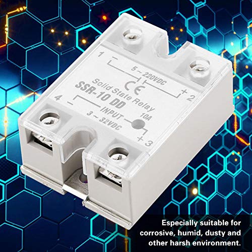 Relé de estado sólido, SSR-10 DD 10A 5-220VDC Relé de estado sólido para equipos petroquímicos, maquinaria de alimentos, maquinaria de embalaje, máquinas herramientas CNC y otros campos de control aut Relé de estado sólido, SSR-10 DD 10A 5-220VDC Relé de estado sólido para equipos petroquímicos, maquinaria de alimentos, maquinaria de embalaje, máquinas herramientas CNC y otros campos de control aut