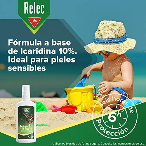 Relec Infantil Spray Antimosquitos | Fórmula especial para niños | A partir de 1 año | Eficaz contra el mosquito tigre | Dermatológicamente testada, sin alcohol ni colorantes | 100 ml Relec Infantil Spray Antimosquitos | Fórmula especial para niños | A partir de 1 año | Eficaz contra el mosquito tigre | Dermatológicamente testada, sin alcohol ni colorantes | 100 ml