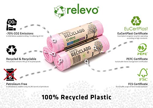 Relevo 100% Reciclado Bolsas Basura Perfumadas, extra resistentes 30 L, 45 bolsas Relevo 100% Reciclado Bolsas Basura Perfumadas, extra resistentes 30 L, 45 bolsas