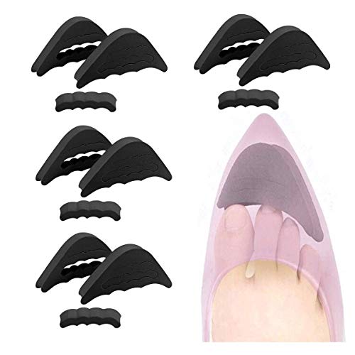 Relleno de zapatos, relleno de puntera e insertos de zapatos para hacer que los zapatos grandes queden bien, relleno de zapatos ajustable Inserciones,zapatos de salón, zapatos planos (Negro)