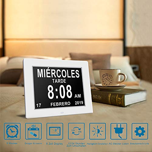Reloj Calendario con Fecha, día y Hora | Reloj Alzheimer | Reloj Tercera Edad Reloj Calendario con Fecha, día y Hora | Reloj Alzheimer | Reloj Tercera Edad