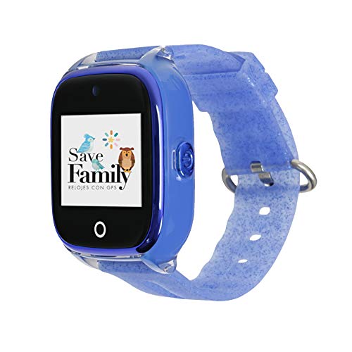 Reloj con GPS para niños SaveFamily Infantil Superior acuático Ip67 con cámara. Botón SOS, Anti-Bullying, Chat Privado, Modo Colegio, Llamadas y Mensajes. App SaveFamily. Incluye Cargador. Azul