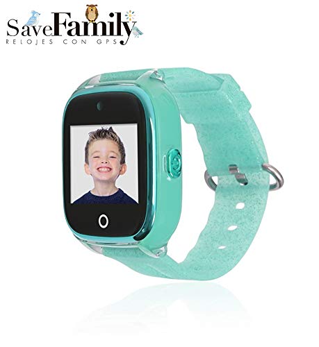 Reloj con GPS para niños SaveFamily Infantil Superior acuático Ip67 con cámara. Botón SOS, Anti-Bullying, Chat Privado, Modo Colegio, Llamadas y Mensajes. App SaveFamily. Incluye Cargador. Verde