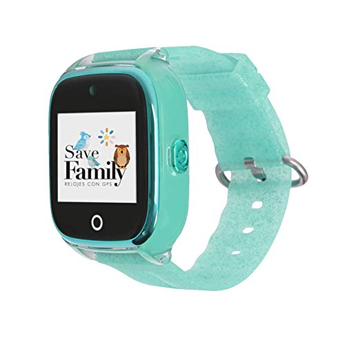 Reloj con GPS para niños SaveFamily Infantil Superior acuático Ip67 con cámara. Botón SOS, Anti-Bullying, Chat Privado, Modo Colegio, Llamadas y Mensajes. App SaveFamily. Incluye Cargador. Verde