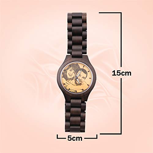 Reloj con Texto Grabado Reloj Personalizado Reloj con Imagen Personalizada Reloj de ébano Reloj de Hombre Navidad para Hombre(Negro Hombres-45mm)