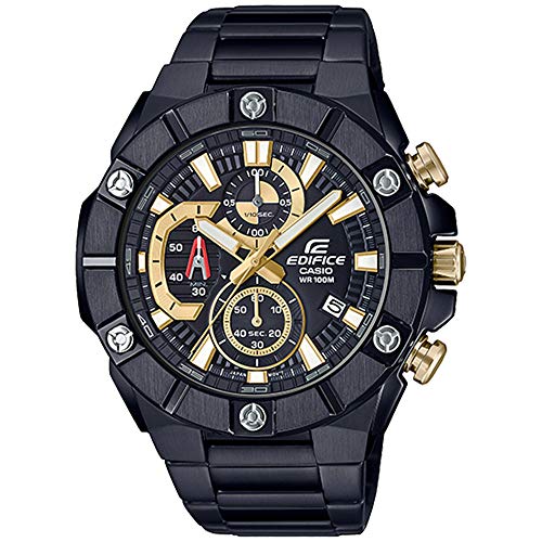 Reloj cronógrafo de Cuarzo Casio Edifice para Hombre con Esfera Negra Pulsera Oyster en Acero Chapado en IP EFR-569DC-1AVUEF