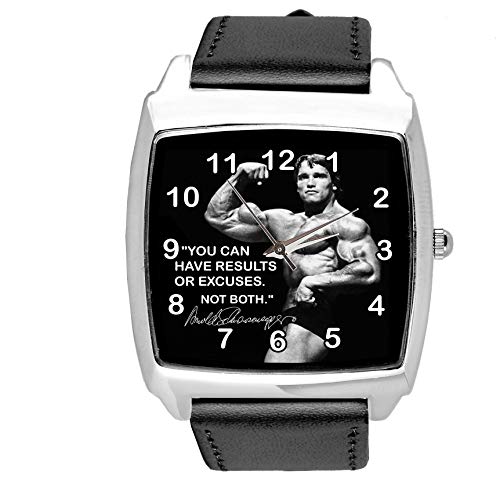 Reloj cuadrado de cuero negro para los fans del culturismo Reloj cuadrado de cuero negro para los fans del culturismo