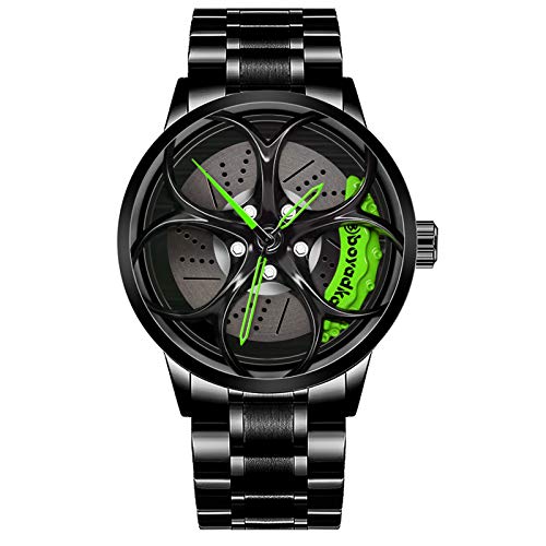 Reloj De Cubo De Llanta De Coche, Reloj Deportivo 3D para Rueda De Coche para Hombre, Reloj Deportivo Impermeable De Moda, Malla De Cuarzo para Hombre con Reloj De Cubo De Llanta (Black Green) Reloj De Cubo De Llanta De Coche, Reloj Deportivo 3D para Rueda De Coche para Hombre, Reloj Deportivo Impermeable De Moda, Malla De Cuarzo para Hombre con Reloj De Cubo De Llanta (Black Green)