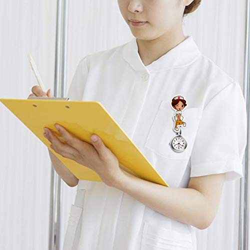 Reloj de enfermera con segunda mano para enfermeras y mujeres, 1-5 unidades, diseño de dibujos animados con clip, colgante de solapa para colgar en la clínica, estetoscopio, insignia de cuarzo