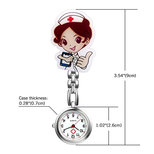 Reloj de enfermera con segunda mano para enfermeras y mujeres, 1-5 unidades, diseño de dibujos animados con clip, colgante de solapa para colgar en la clínica, estetoscopio, insignia de cuarzo