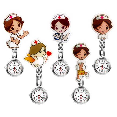 Reloj de enfermera con segunda mano para enfermeras y mujeres, 1-5 unidades, diseño de dibujos animados con clip, colgante de solapa para colgar en la clínica, estetoscopio, insignia de cuarzo Reloj de enfermera con segunda mano para enfermeras y mujeres, 1-5 unidades, diseño de dibujos animados con clip, colgante de solapa para colgar en la clínica, estetoscopio, insignia de cuarzo