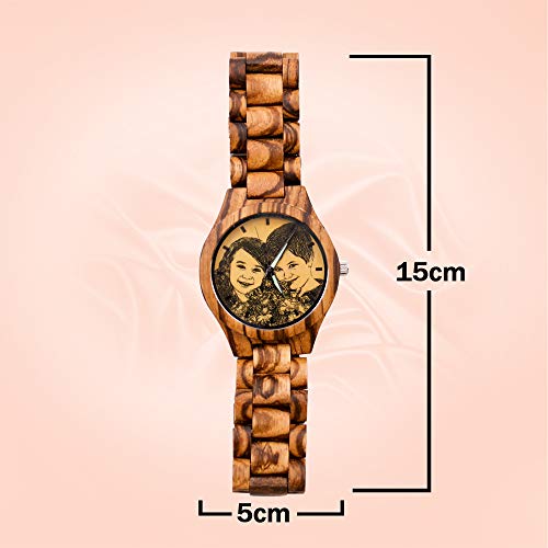 Reloj De Madera con Foto Personalizada, Pulsera con Nombre Grabado, Reloj Retro, Cumpleaños Personalizado, Día del Padre, Aniversario, Ideas para Parejas, Hombres, Mujeres (Marrón2-Hombres 45 mm)