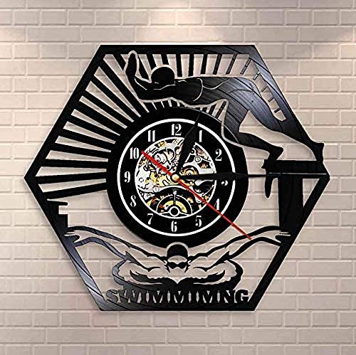 Reloj de Pared de Vinilo Navidad Grosgrain Gymnastics Girls RoDecor Gimnasia rítmica Cinta Arte de Pared Reloj de Pared Gimnasia Girls Record Reloj de Pared 30cm