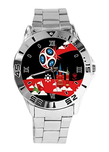 Reloj de Pulsera analógico de Cuarzo para Mujer y Hombre de Rusia 2018, de Acero Inoxidable Unisex, Color Plateado