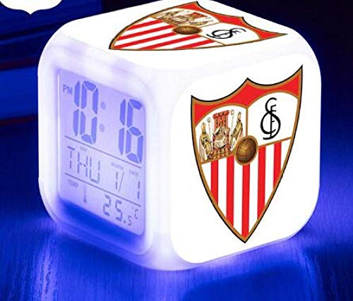 Reloj Despertador Digital con Snooze Club de fútbol sevilla luz de Noche Suave,Pantalla Grande con Hora,Fecha y Alarma,Alarma con Sonido Ascendente,niños regalo de Navidad