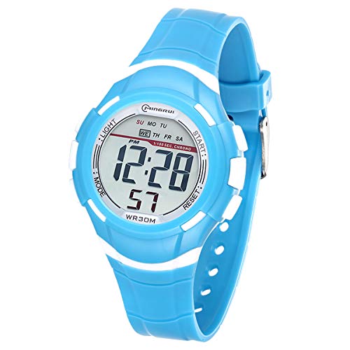 Reloj Digital Deportivo para Niños, Reloj de Pulsera Niña Multifunción con Pantalla LED Impermeable 30M para Niños, Niñas Reloj Infantil Aprendizaje para Niños 4-15 Años (Azul)