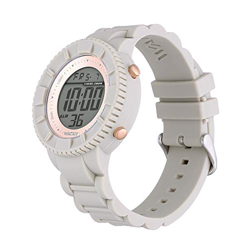 Reloj Digital para Mujer de Watx. Colección Club. Esfera Digital con Bisel en Oro Rosa y Correa de Silicona Beige. 5ATM. 43mm. Referencia Club1_M.