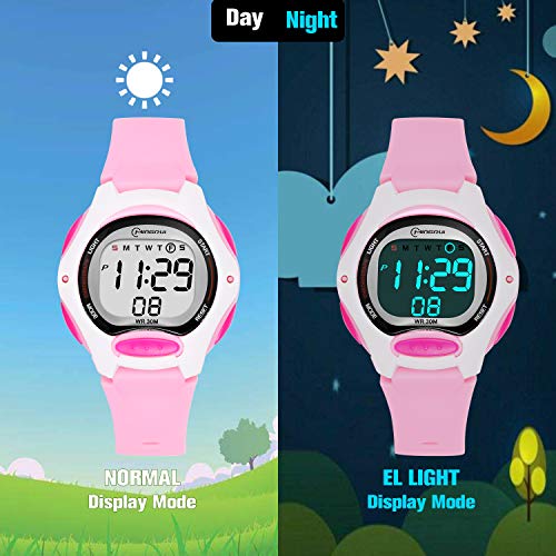 Reloj Digital para Niña Niño,Chicos Chicas Impermeabl Deportes al Aire Libre LED Multifuncionales Relojes de Pulsera con Alarma
